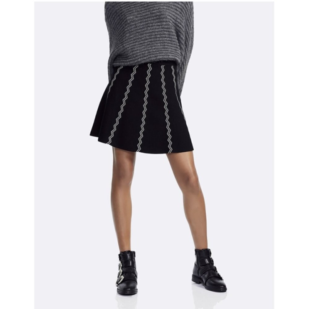 NEW Maje Jigole Jacquard Knit Zig Zag Skater Skirt